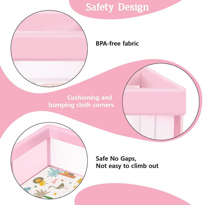 Baby Playpen with Mat, 50x50 Inch Playpen with Mat Waterproof for Babies and Toddlers Play Pen Playards Safety Gate Fence Active Center Indoor