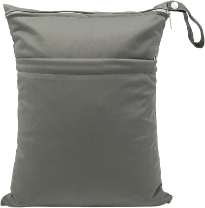 Wet Dry Bag for Baby Cloth Diapers, Waterproof Reusable with Two Zippered Pockets Travel Beach Pool Soiled Baby Items Yoga Gym Bag for Swimsuits or Wet Clothes (yellow)