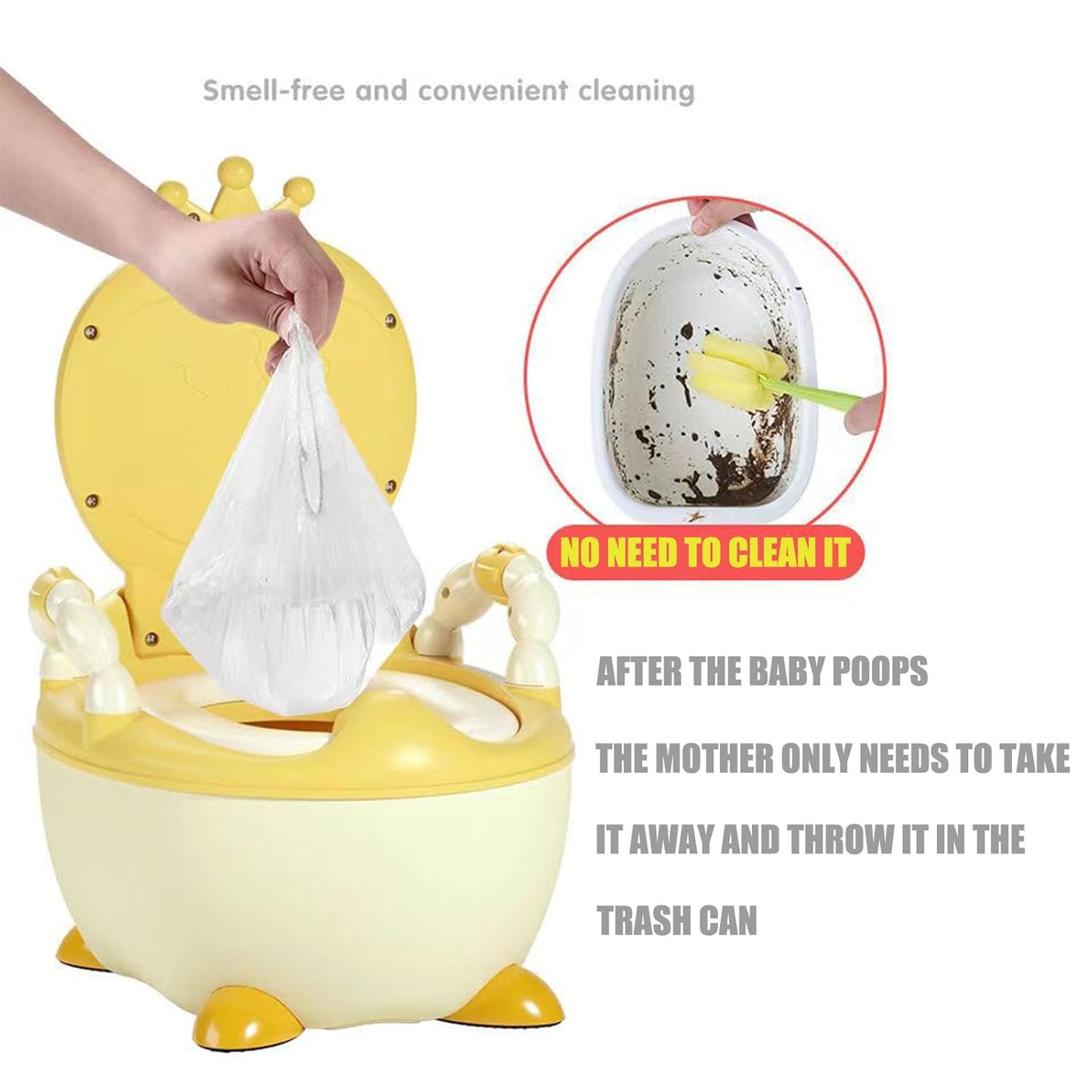 OULIGET Potty Chair Liners with Elastic, Portable Potty Training Bags, Potty Refill Liners Disposable for Toddlers Kids and Baby,Toilet Seat Cover,17x8Inches,Black,200pieces