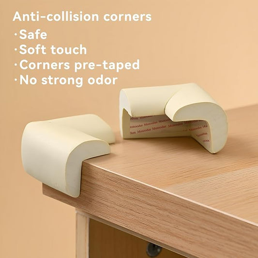 Edge Corner Protector for Baby, Furniture Corner Guard, Baby Proof Bumper Cushion, Soft Safety Pre-Taped Rubber Foam (Large 16.7ft Edge 8 Corners)