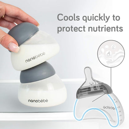 Nanobebe Breastmilk Baby Bottle Anti-Colic Starter Set with Silicone Pacifiers, Breast Pump Adapter, and Slow Flow Nipples - 5 oz - Teal/Grey