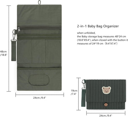 MOMIGO Baby Diaper Bag Organizer Pouches - Waterproof Pod Foldable Diaper Organizer Set, Cute Bear Bag Gift for Baby Shower (Black)