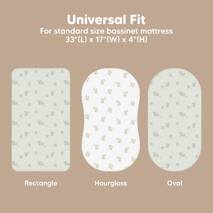 2-Pack Baby Bassinet Sheets Girl, Boy - 33x17 Viscose Derived from Bamboo Bedside Mattress Fitted Bassinet Sheets, Compatible with Halo Bassinest Swivel Sleeper, Baby Delight, Graco (Pecan)