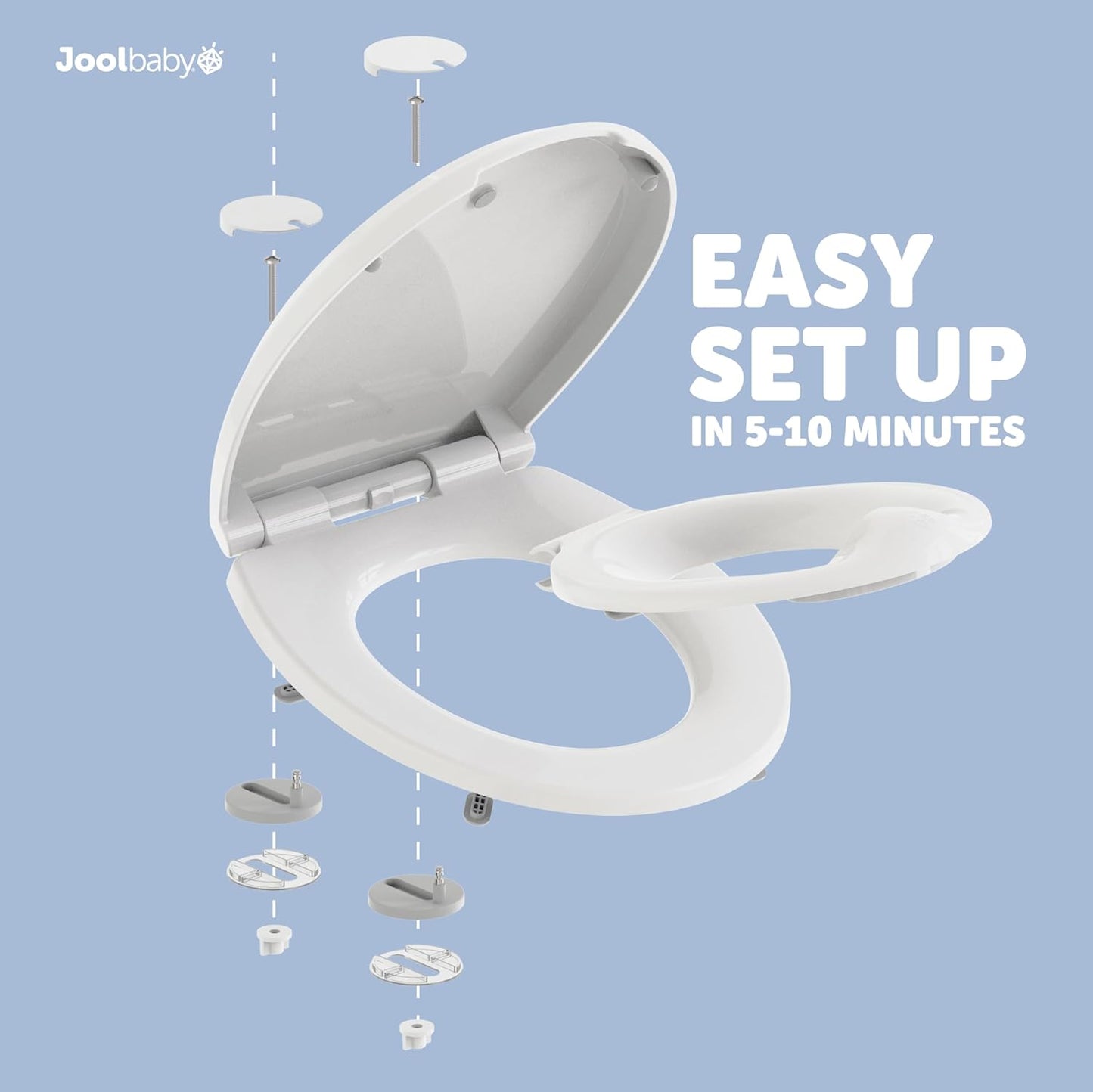 Jool Baby Quick Flip Toilet Seat with Built-in Potty & Splash Guard for Toddler Training, Slow Close (Elongated)