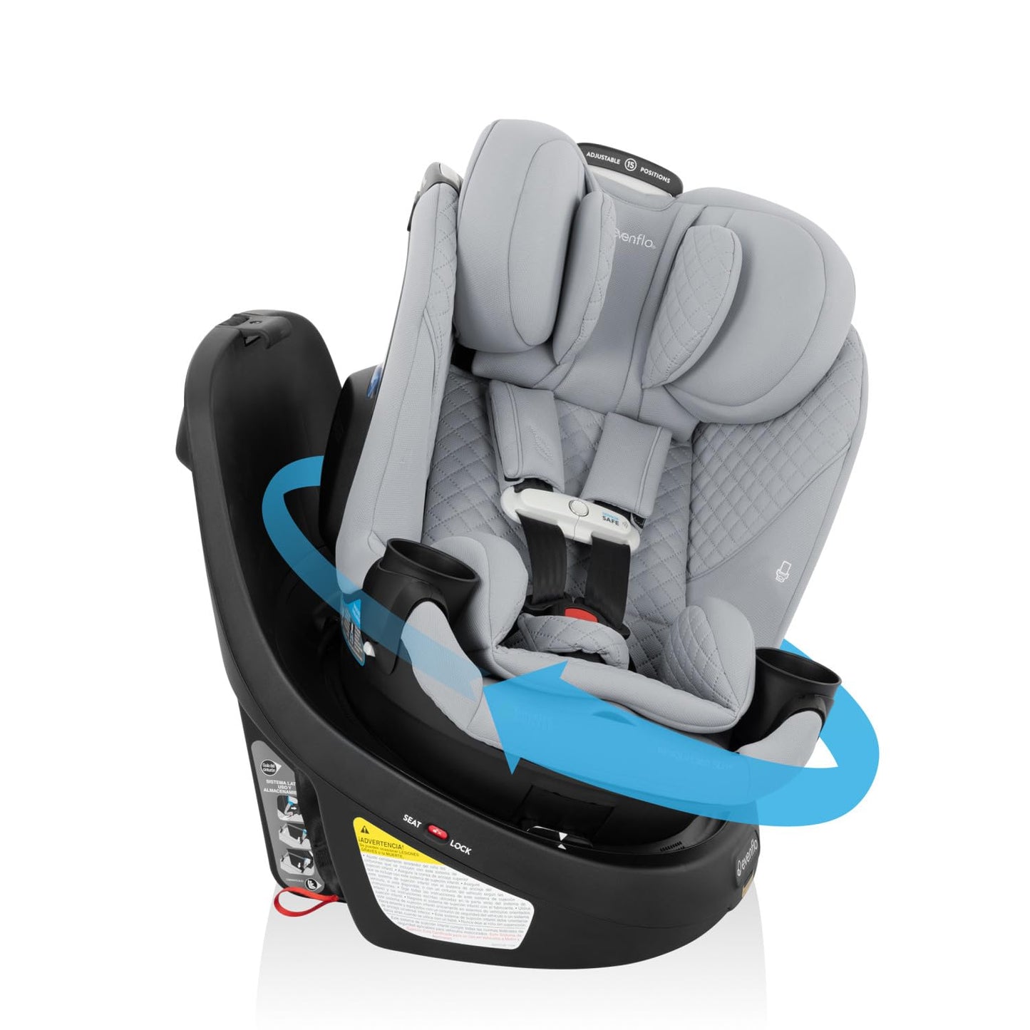 Evenflo Revolve360 Slim 2-in-1 Rotating Car Seat with Green & Gentle Fabric (Travertine)