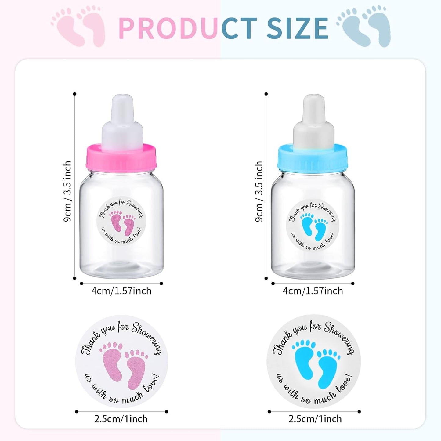 Tondiamo 48 Pcs Blue Baby Shower Mini Bottle Favors 1.5 x 3.5 Inch Baby Shower Candy Jar Mini Milk Bottle Party Favor Fillable Gift Boxes for Boys Girls Birthday Party Games Decorations