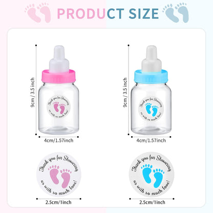 Tondiamo 48 Pcs Blue Baby Shower Mini Bottle Favors 1.5 x 3.5 Inch Baby Shower Candy Jar Mini Milk Bottle Party Favor Fillable Gift Boxes for Boys Girls Birthday Party Games Decorations