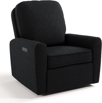 Storkcraft Amalfi Deluxe Power Recliner Swivel Glider – Premium Electronic Nursery Rocking Chair, Oeko-TEX 100 Certified, Includes Dual-USB Charging Port with USB-A & USB-C (Black Boucle)