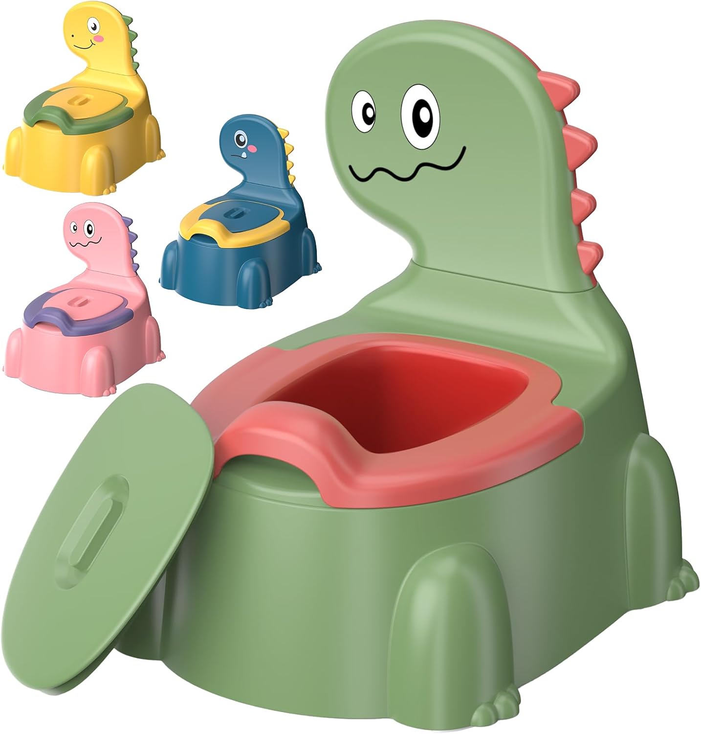 Potty Training Toilet Toddler Potty Chair Kids Boys Girls Dinosaur Animal Comfortable Potties Training Seat for Childrens Ages 1-3 Portable Baby Toilets with Lid Back Easy to Clean Potty Trainer,Blue