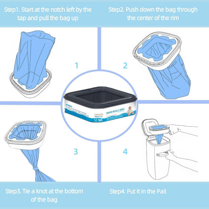 6 Packs-Square Starter Refills Disposal Bags Refill Compatible with Diaper Genie Classic, Compact and Select Pails, Hold Up to 165 Newborn-Sized Diapers Per Refill