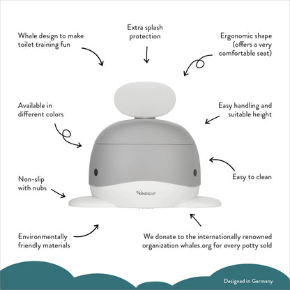 Kindsgut Whale Potty Training Toilet – Ergonomic Toddler Potty for Boys & Girls, Designed in Germany, Non-Slip & Easy Clean, Pigeon Blue