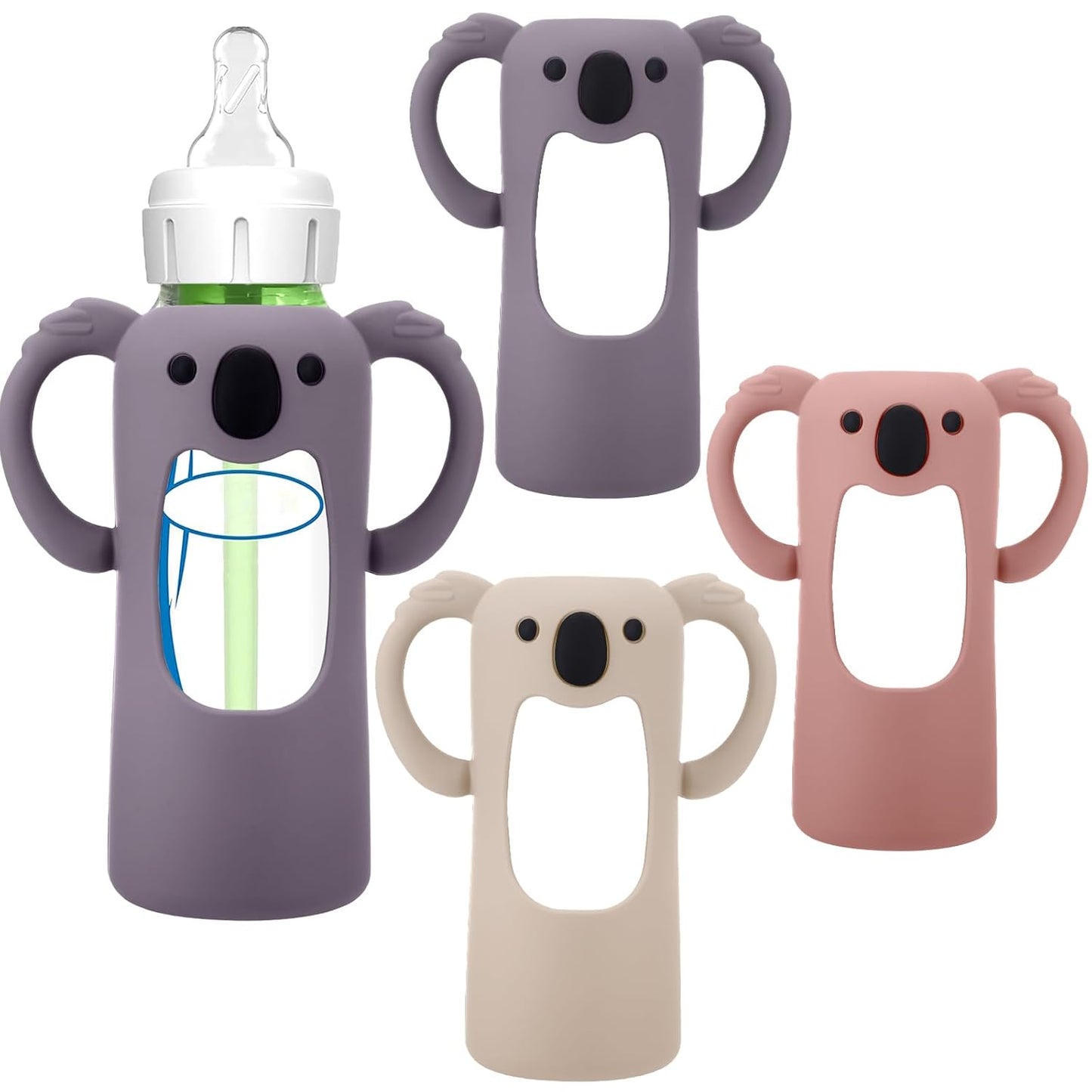 BUSOHA 3 Pack Silicone Sleeves for Dr Brown Glass Baby Bottles - Drop Protection Baby Bottle Sleeves,Compatible with Dr. Brown's Newborn Glass Bottles,with Silicone Handles,8 oz