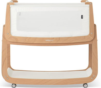 SnuzPod 5 Bedside Bassinet for Baby - Newborn Bed with Zip Down Breathable Windows, Rocking Bedside Sleeper with Lift-Off Bassinet, Portable 3-in-1 Baby Cradle with Wheels & Mattress, Natural
