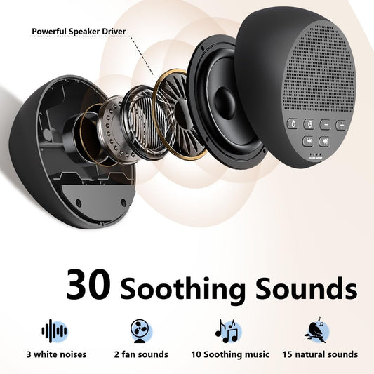 Portable Sound Machine White Noise Machine Nonstop 30 Soothing Sounds for Baby Kids Adults Pink Noise Sleep Machine 36-Level Vol Auto-Off Timer Memory Function for Home Travel Office