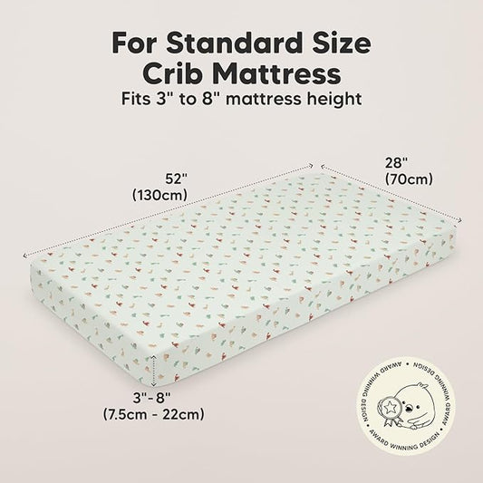 KeaBabies 2-Pack Organic Crib Sheets for Boys, Girls - 52x28 Fitted Crib Mattress Sheet Neutral, Breathable Jersey Cotton Cover for Baby Bed, Toddler Mattress, Soft & Cute Prints (Roarsome)