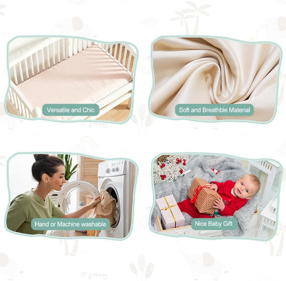 4 Pack Bassinet Sheets (19" x 33"), Compatible with Baby Delight, BabyBond, Dream On Me and Most Rectangle Bedside Sleeper Bassinet Mattress, Soft and Skin-Friendly, Mint Green and Color Rainbow