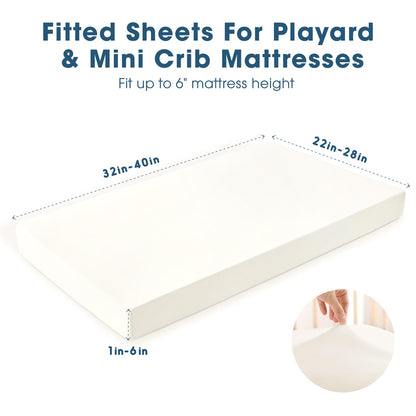 GRSSDER Stretch Ultra Soft Jersey Knit Fitted Pack n Play Playard Sheets Set 2 Pack，Fits Portable/Mini Cribs Sheets, Playards Mattress Pads, Stylish Watercolor Animals for Baby, Mint Green