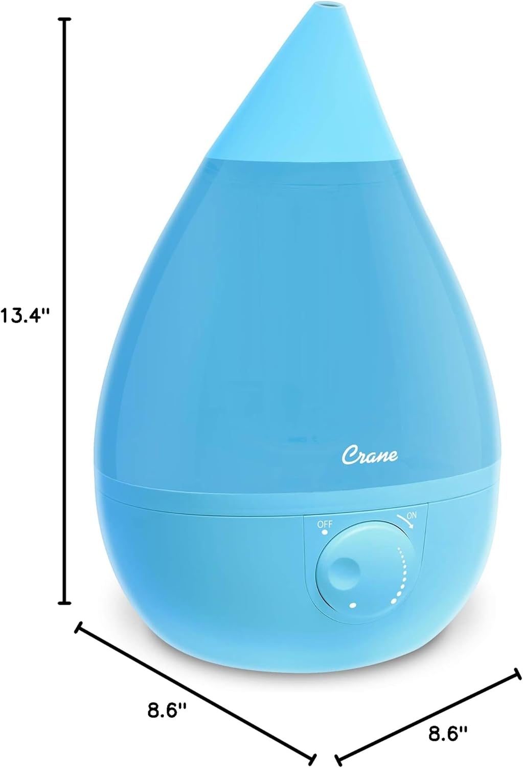 Crane Ultrasonic Cool Mist Humidifier for Bedroom, Baby Nursery, Kids Room, Plants, or Office, Large 1 Gallon Tank, Filter Optional, Clear and White