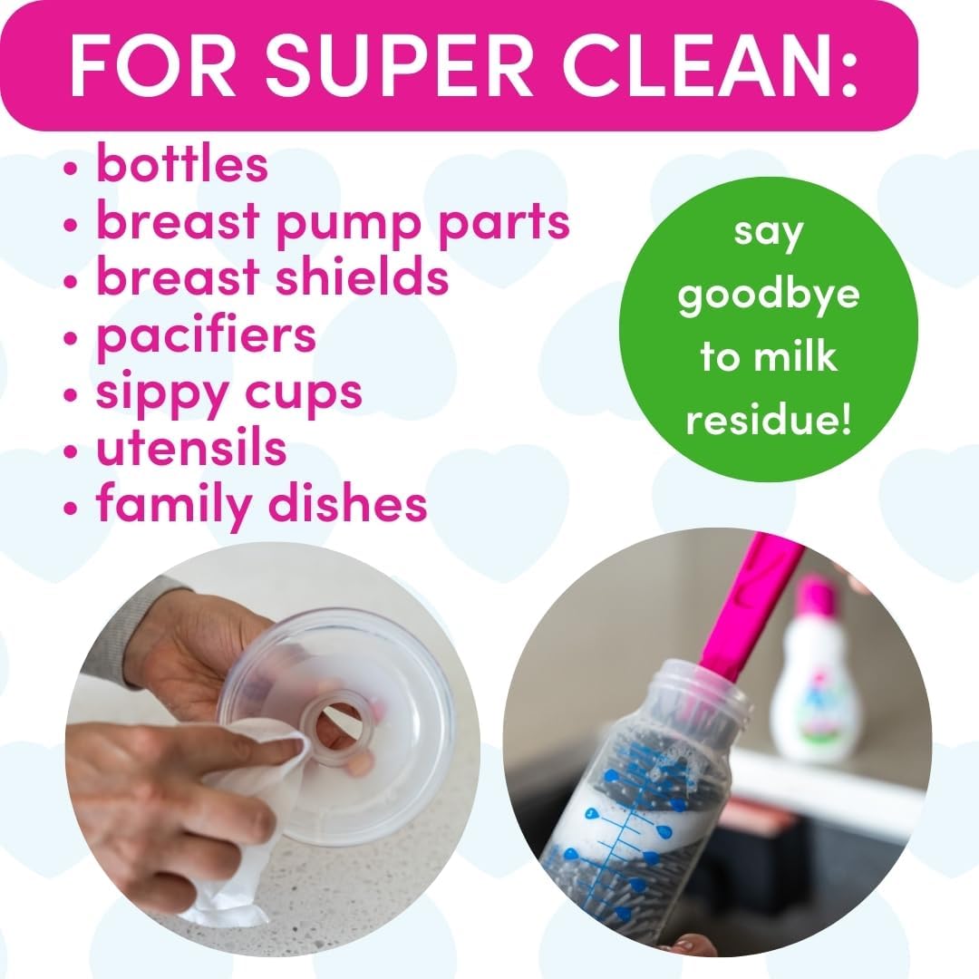 Dapple Baby Bottle & Dish Foaming Power Spray, Hypoallergenic Dish Soap for Baby Bottles, Powered by Plants, Fragrance Free, 16.9 Fl Oz (Pack of 2)