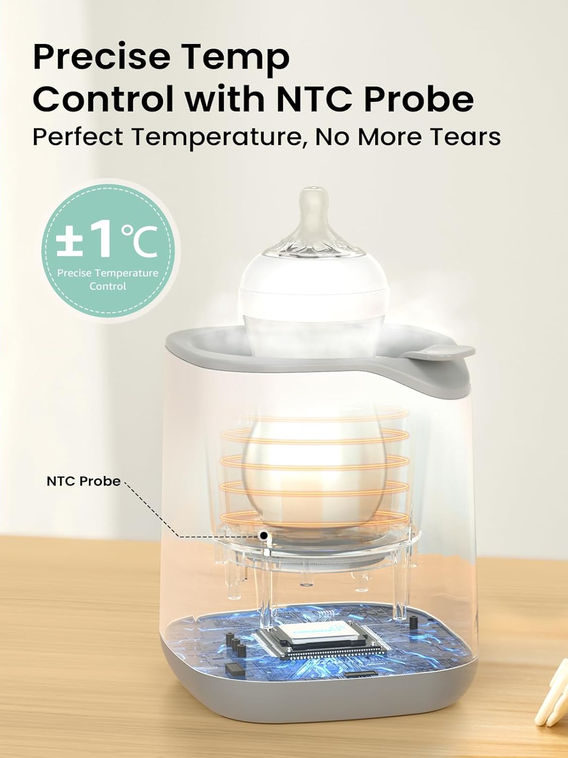 Grownsy Bottle Warmer, Baby Bottle Warmer Fast for Breastmilk & Formula, Accurate Temperature Control, Milk Warmer for All Bottles with Thaw, Sterilizing, Keep Warm, Heat Food