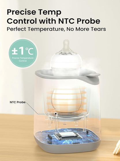Grownsy Bottle Warmer, Baby Bottle Warmer Fast for Breastmilk & Formula, Accurate Temperature Control, Milk Warmer for All Bottles with Thaw, Sterilizing, Keep Warm, Heat Food