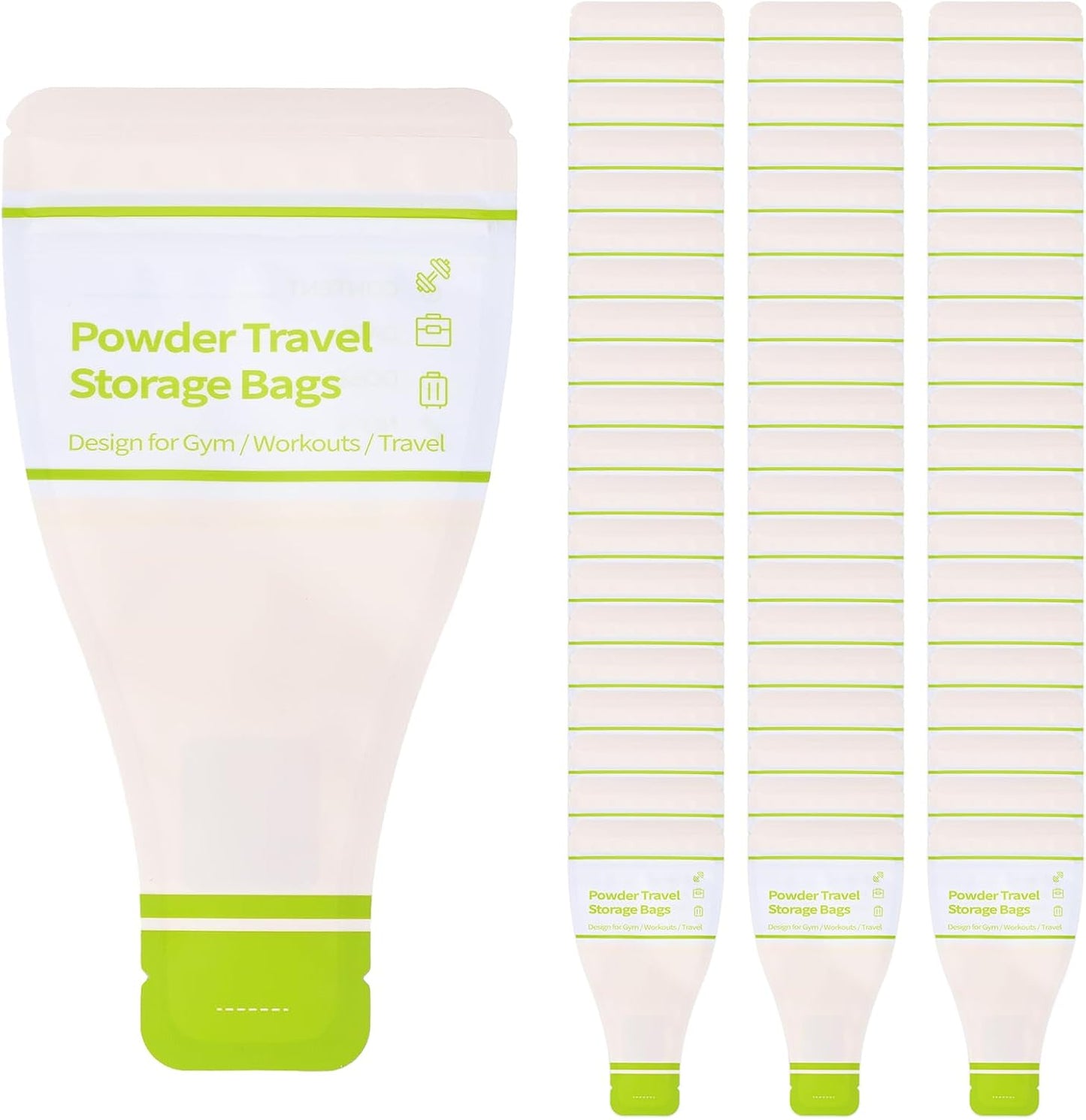 Disposable Protein Powder Travel Container Bags – 60Pcs Leakproof Single-Use Travel Powder Bags, Mess-Free Powder Travel Container for Gym, Workouts, Travel, On-the-Go Lifestyles