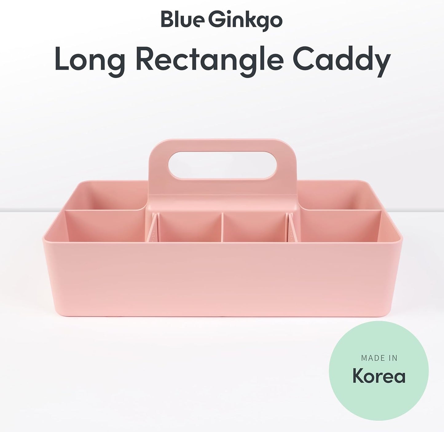BLUE GINKGO Stackable Organizer Caddy – Korean-Made Portable Tote for Bathroom, Office, Crafts, or School Supplies (Rectangle, Green)