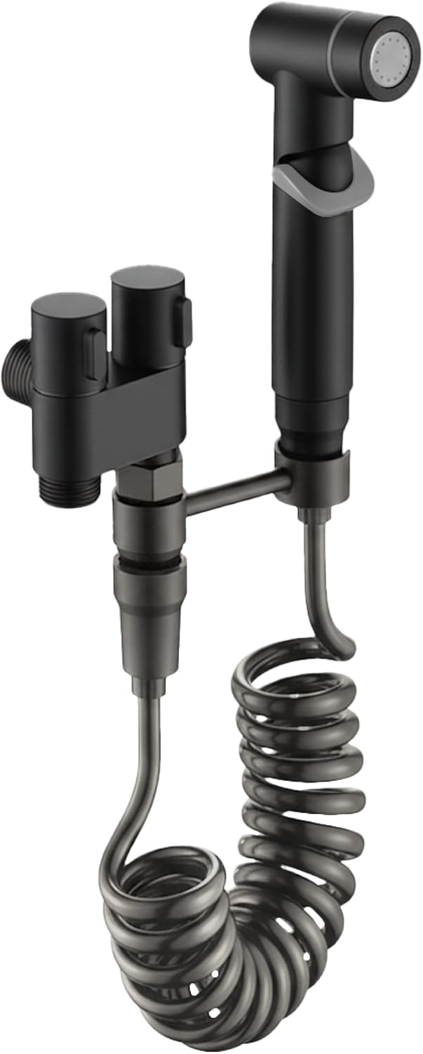 Aqua Earth Handheld Bidet Sprayer for Toilet Baby Cloth Diaper Spraying Kit Bathroom Toilet Bidet Attachment Set for Bathing Pets and Feminine Hygiene Gray