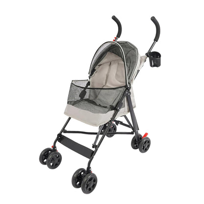 Pet Gear Travel Lite Plus Stroller,Compact Portable Jogger All Terrain Travel Pet Gear, Foldable Lightweight Durable Pet Stroller for Small To Medium Pets Dogs And Cats up to 15 pounds (Gray)