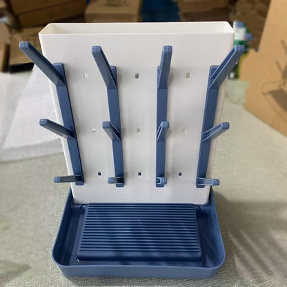 Baby Bottle Drying Rack, Countertop Bottle Dryer, Cup Drying Rack, for 12Pc Bottles and Accessories,Pump Parts,Pacifiers,for Small Water Cup,Vitality Blue, Free Small Brush for Cleaning