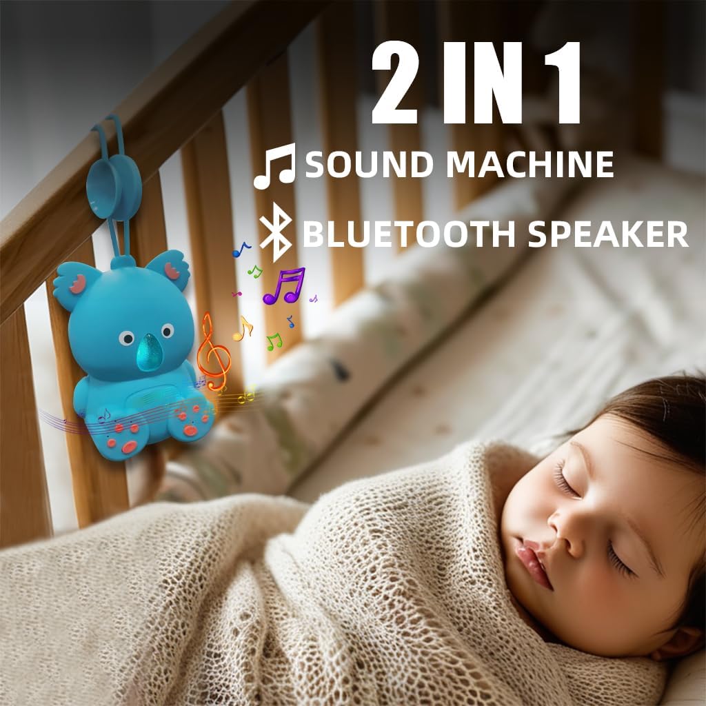 Baby White Noise Machine with Bluetooth Speaker & Timer | Portable Infant Sleep Aid, Sleeping Music Soothing Sounds for Nursery, Travel, Crib & On-The-Go