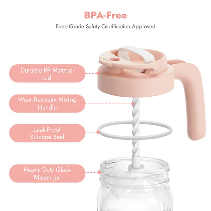 Papablic Breast Milk Pitcher, Glass Formula Mixer with Easy-Blend Handle Lid, Leakproof Breastmilk Fridge Storage Container, Wide Mouth, BPA-Free, Baby Feeding Pitcher, Blue