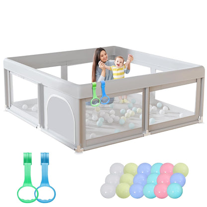 Hiaksedt Baby Playpen 50x50 Inch, Play Pens for Babies and Toddlers Baby Fence Play Yards for Indoor & Outdoor with Breathable Mesh Anti-Fall Playpen