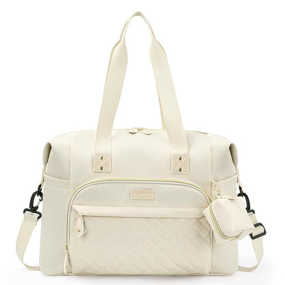 Tuwubi Diaper Bag Tote,Baby Diaper Bag with Pacifier Case Large Travel Diaper Tote Caddy for Mom and Dad Multifunction Large Baby Bag - M-White