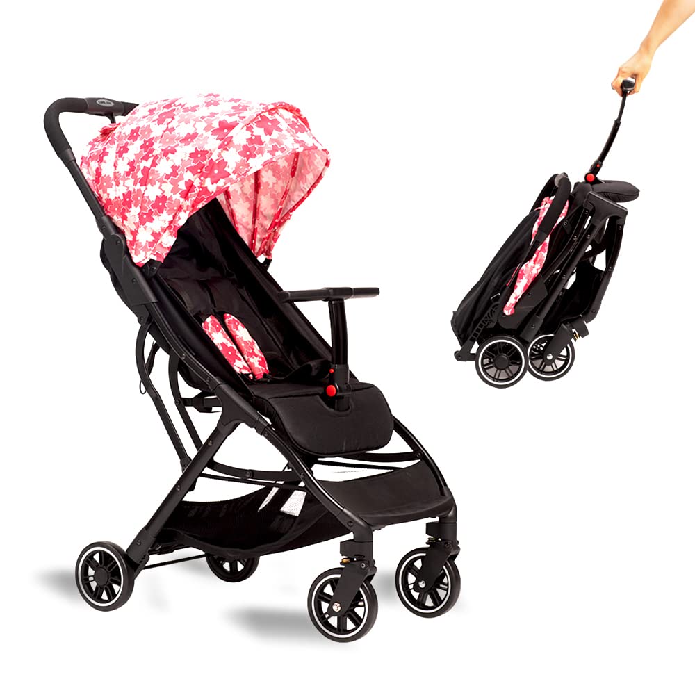 COOL KIDS Portable Stroller with Automatic Fold,Lightweight Umbrella Stroller with Pop Out Sun Canopy,Compact for Travel(Pink)