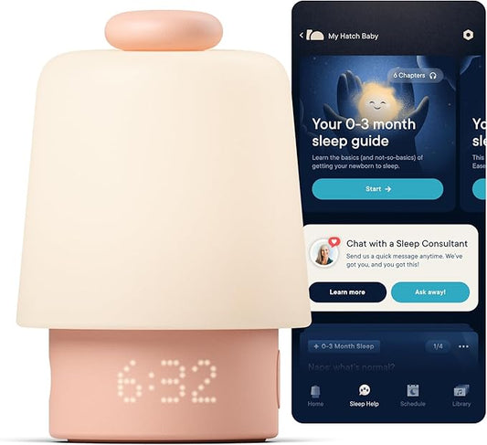 Hatch Baby Sound Machine, Night Light | Hatch Baby (Peach) | Sleep Support | Registry Essential, Routine Builder, Time-to-Rise Alarm Clock, White Noise, Nursery Stories, Toddler Kids (Wi-Fi)
