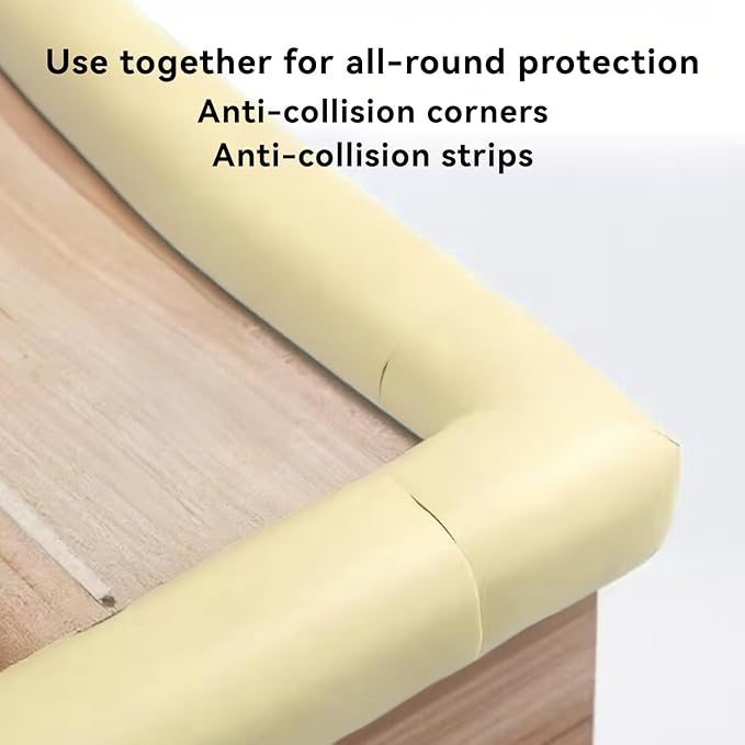 Edge Corner Protector for Baby, Furniture Corner Guard, Baby Proof Bumper Cushion, Soft Safety Pre-Taped Rubber Foam (Large 16.7ft Edge 8 Corners)