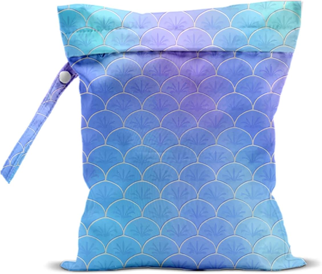 Unicorn Wet Dry Bag 12x10 Inch, Waterproof Reusable Wet Bag with Two Zippered Pockets & Handle for Swimsuit Travel Beach Pool Gym Stroller Dirty Yoga Gym Clothes Toiletries Daycare Organizer