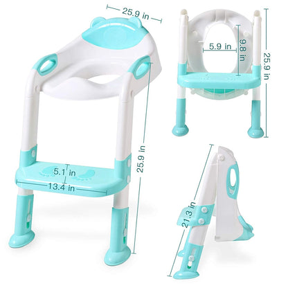 Potty Training Seat, SKYROKU Upgrade Toddler Toilet Seat for Kids Boys Girls, 2 in 1 Potty Training Toilet, Splash Guard Anti-Slip Pad Step Stool,New Sector-Shape Stabilized Base (8899+Grey)