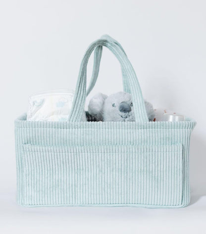 Diaper Caddy Organizer - Mint Curdoroy Baby Storage Bin for Nursery & Car | Baby Shower Basket & registry Essential