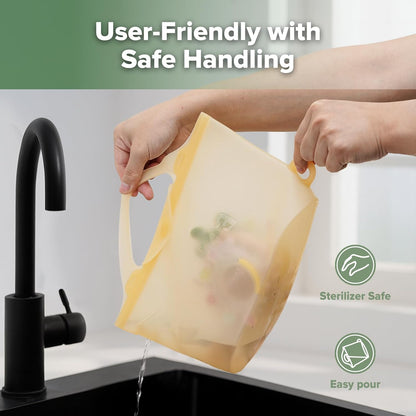 Haakaa On-The-Go Silicone Microwave Steam Sterilizer Bags for Travel, 40oz/1250ml Reusable Silicone Steaming Bags for Baby Bottles, Breast Pump, Accessories, Pacifiers, Teethers,Grey/1PC