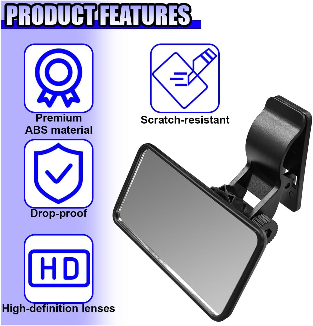 YoRise Car Mirror for Baby, Clip-on Wide Angle Rear View Convex Mirrors, Car Seat Mirror for Baby Rear Facing, 360° Adjustable Car Seat Mirrors for Viewing Infant Toddler Child (Sucker)