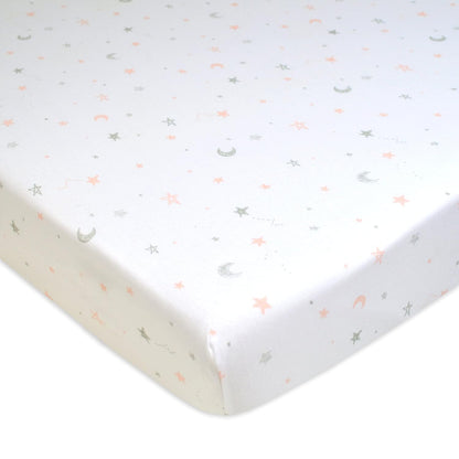 American Baby Company 3 Pack 100% Natural Cotton Fitted Pack and Play Sheets 39" x 27" - Soft & Breathable Pack N Play Sheets for Playard & Mini Crib Mattress, Yellow Star/Yellow/White, for Boy & Girl