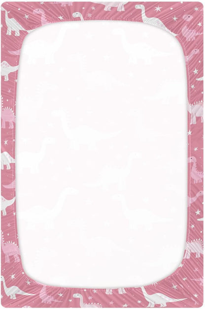 Fitted Crib Sheets Cactus and Floral Stretchy Portable Playard Sheets for Baby Toddler, Breathable Soft Mini Crib Mattress 52 x 28 in for Boys and Girls