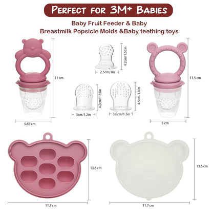 Baby Breastmilk Popsicle Molds & Baby Fruit Feeder (6 Pack), WAJIAYON Infant Food Freezer Tray Storage Containers, Silicone Teething Pacifier Feeder and Teether for Babies,Babies Feeder