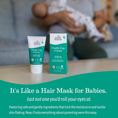 Earth Mama Cradle Cap Cream - 2 oz - Gentle Cream for Babies - Scalp Moisturizer to Help Soften Flakes - Cradle Cap Kit Essential