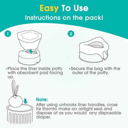 Potty Win [90 Counts] Disposable Potty Liners Compatible with OXO Tot 2-in-1 Go Potty, Potty Refill Bags for Toddler Travel, Universal Potty Bags Fit Most Potty Chairs