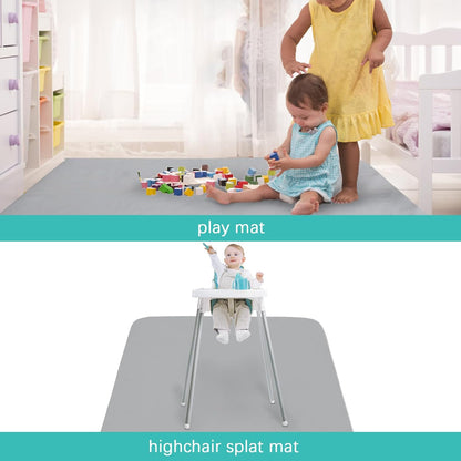 Splat Mat 2 Pack for Under High Chair & Arts & Crafts & Eating Mess, Waterproof 42''×46'' Baby Playtime Anti-Slip High Chair Mat for Floor or Table, Reusable & Portable Splash Mat