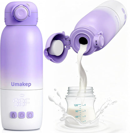 Portable Bottle Warmer for Travel - 12oz Cordless Milk Warmer, Dual Heating Modes for Breast Milk & Water, Fast Heating Smart Temperature Control, Ideal for Outdoor, Car, and Nighttime Feeding