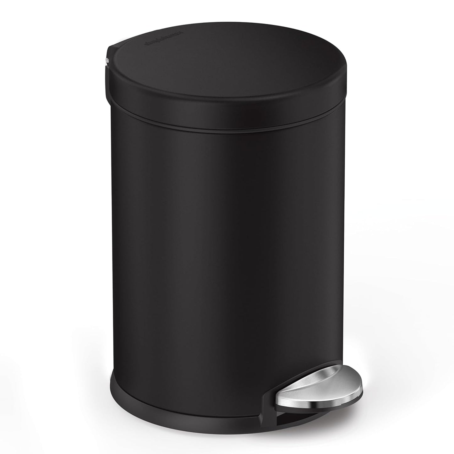 simplehuman 4.5 Liter / 1.2 Gallon Round Bathroom Step Trash Can, Brushed Stainless Steel